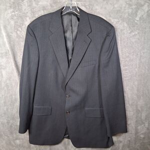 Polo University By Ralph Lauren Blazer 44 T Black White Blue Stripes Sport Coat